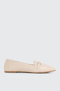 Ardene Pointy Loafers with Horsibit Detail in Beige | Size | Faux Leather