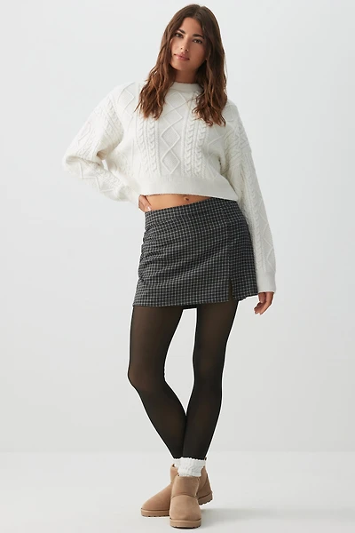 Ardene Sheer Effect Fleece Lined Leggings in Black | Size | Polyester/Nylon/Elastane