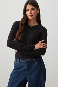 Ardene Effortless Everyday Long Sleeve T-Shirt in | Size | Cotton/Elastane | Eco-Conscious