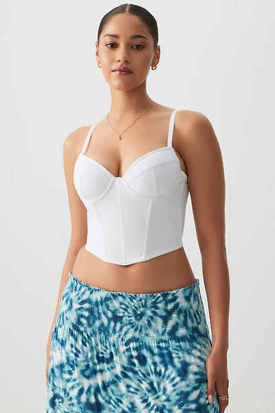 Ardene Ultra Crop Bustier in White | Size Small | Cotton/Elastane