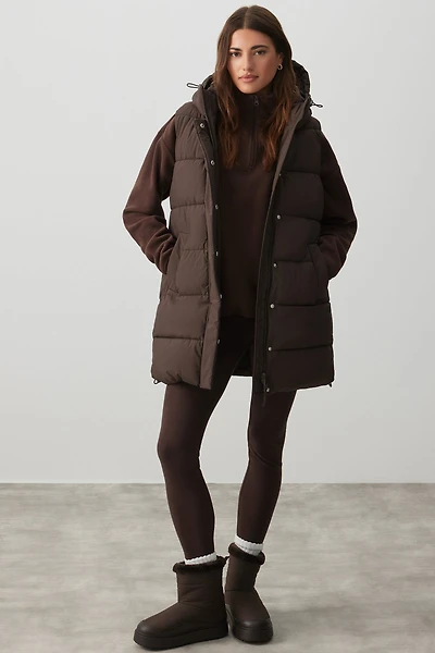 Ardene The Maxi Puff Vest in Chestnut | Size | Polyester