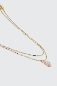Ardene Tow-Row Seashell Necklace in Gold