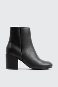 Ardene Faux Leather Square Toe Ankle Boots in Black | Size 11 | Eco-Conscious