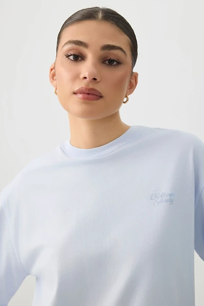 Ardene Oversized Graphic T-Shirt in Ice | Size | Cotton | Eco-Conscious