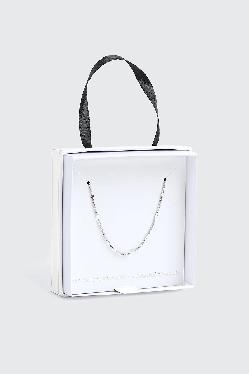 Ardene 14K White Gold Plated Heart Chain Necklace in Silver