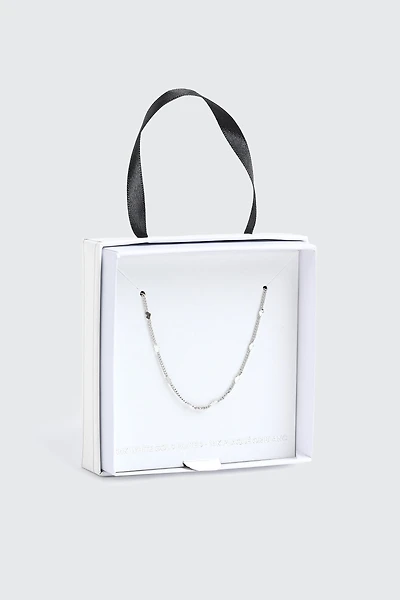 Ardene 14K White Gold Plated Heart Chain Necklace in Silver