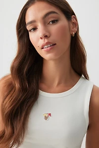 Ardene Graphic PJ Tank in White | Size | Cotton/Elastane | Eco-Conscious