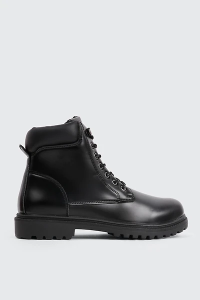 Ardene Man Lug Sole Lace Up Boots For Men in Black | Size