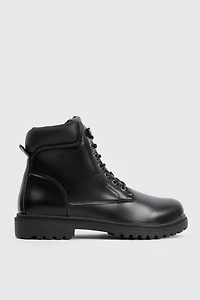 Ardene Man Lug Sole Lace Up Boots For Men in Black | Size
