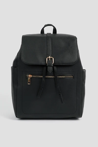 Ardene Faux Leather Flap Backpack in | 100% Recycled Polyester/Faux Leather | Eco-Conscious