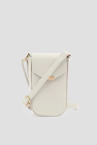Ardene Faux Leather Phone Bag in White | 100% Recycled Polyester/Faux Leather | Eco-Conscious