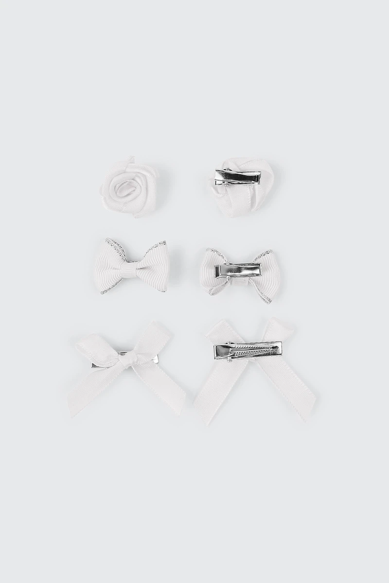 Ardene Kids 6-Pack Hair Bows & Rosettes in White