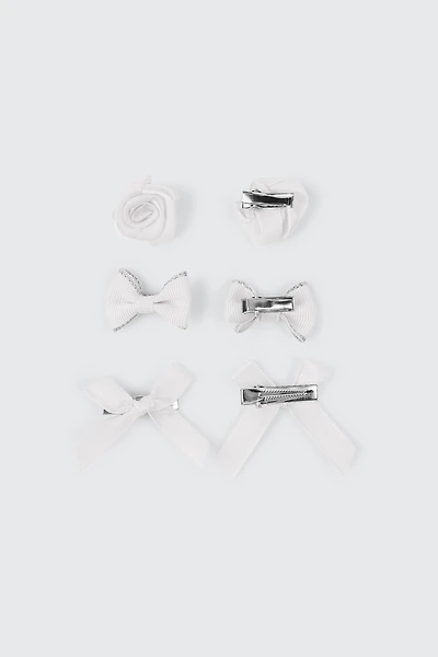Ardene Kids 6-Pack Hair Bows & Rosettes in White
