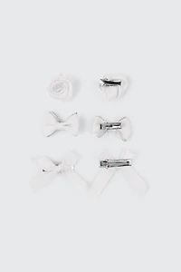 Ardene Kids 6-Pack Hair Bows & Rosettes in White