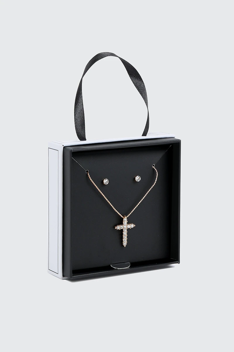 Ardene Cross Jewelry Gift Set in Gold | Stainless Steel