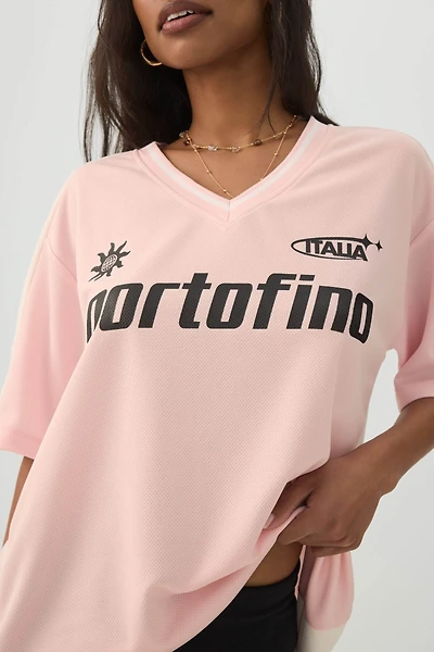 Haut sport en maille filet col V Italie