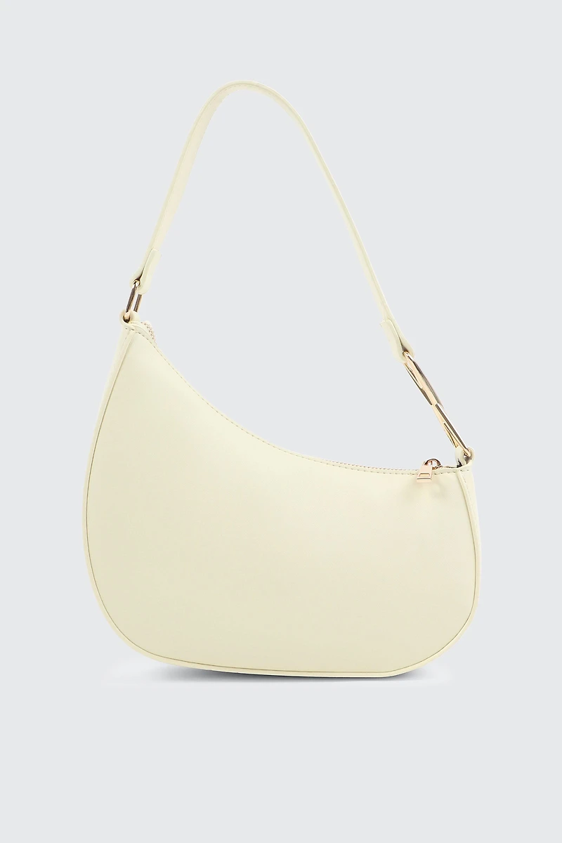 Ardene Asymmetrical Shoulder Bag in Light Yellow | 100% Recycled Polyester/Faux Leather | Eco-Conscious