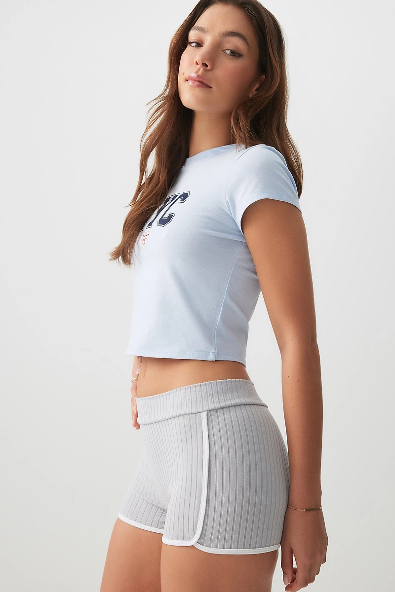 Ardene Dolphin PJ Shorts in Light Grey | Size Medium | Nylon/Elastane | Eco-Conscious