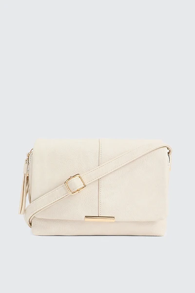 Ardene Rectangular Crossbody Bag in Beige | 100% Recycled Polyester/Faux Leather | Eco-Conscious