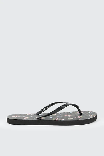 Ardene Printed Flip-Flops Sandals in Black | Size 9.5 | Eco-Conscious
