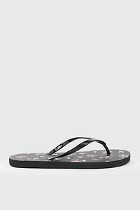 Ardene Printed Flip-Flops Sandals in Black | Size 9.5 | Eco-Conscious