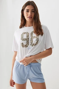Ardene Boxy PJ Set in White | Size | Polyester/Spandex | Eco-Conscious