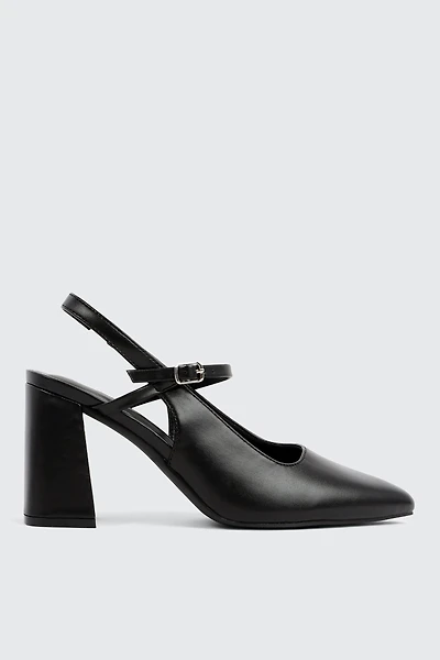 Ardene Slingback Block Heel Mary Janes in | Size | Faux Leather