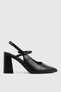 Ardene Slingback Block Heel Mary Janes in | Size | Faux Leather