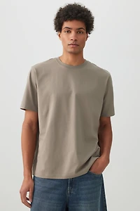 Ardene Man Short Sleeve Crew Neck T-Shirt For Men in Bark | Size | 100% Cotton