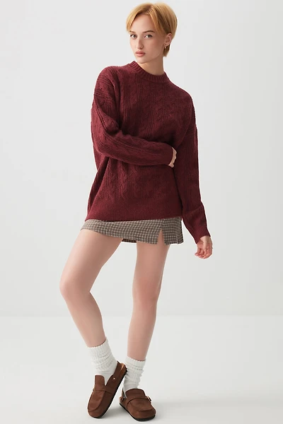 Ardene Plaid Micro Skort in Brown | Size | Polyester/Elastane/Viscose