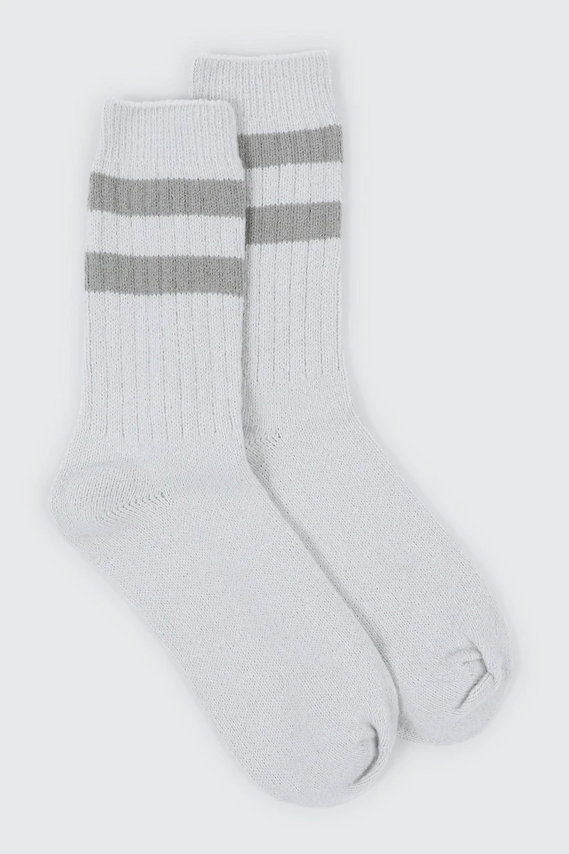 Ardene Striped Boot Socks in Grey | Polyester/Spandex