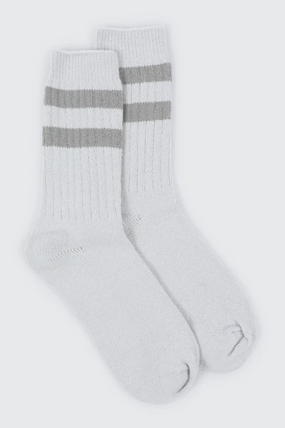 Ardene Striped Boot Socks in Grey | Polyester/Spandex