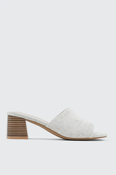 Ardene Soft Square Toe Mule in Off-White | Size | Faux Suede