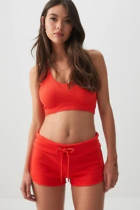 Ardene French Terry Dolphin Shorts in Red | Size | Polyester/Cotton | Eco-Conscious