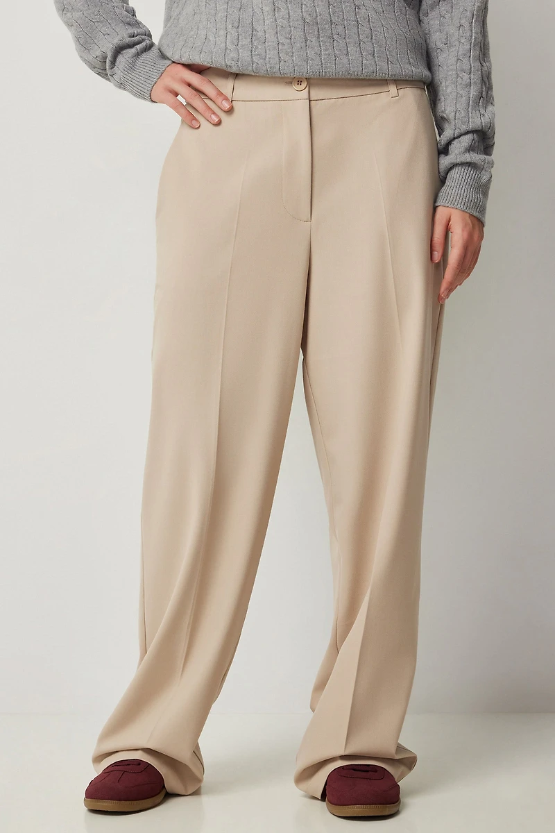 Pantalon habillé ample à taille mi-haute