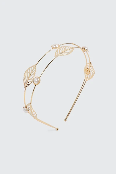 Bandeau double feuilles et perles