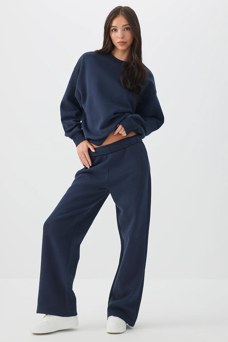 Ardene MADESOFT? Fleece Straight Leg Sweatpants in Midnight Sky | Size | Polyester/Cotton | Eco-Conscious