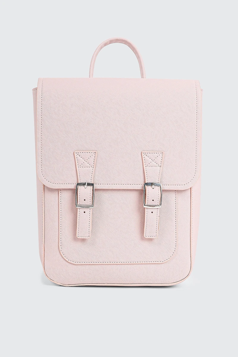 Ardene Kids Faux Leather Flap Backpack in Light Pink