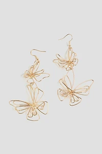 Ardene Double Butterfly Earrings in Gold | Stainless Steel