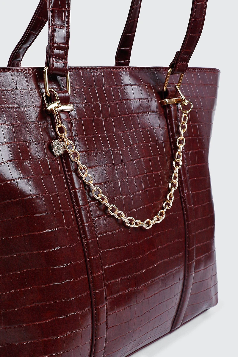 Ardene Heart Bag Charm in Gold