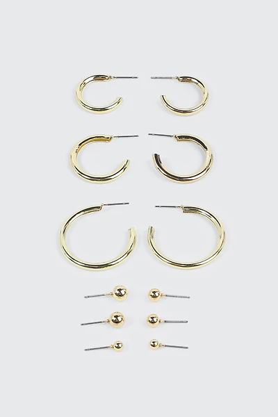 Ardene 6-Pack 14K Gold Plated Hoop & Stud Earrings