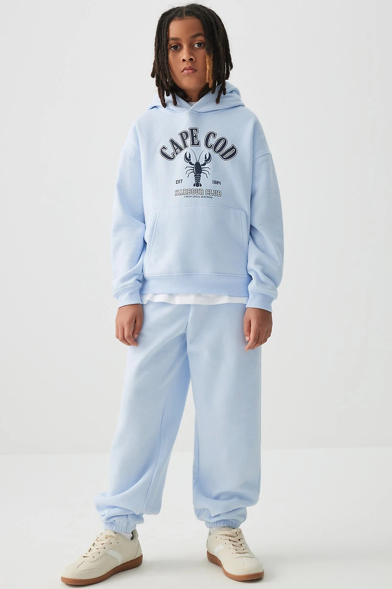Ardene Kids Classic Sweatpants in Light Blue | Size Large | Polyester/Cotton | Fleece-Lined