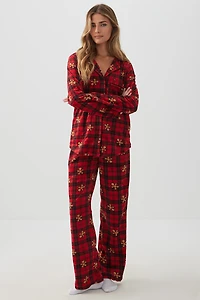 Ardene SNUGSOFT Classic PJ Set in Red | Size | Polyester | Eco-Conscious