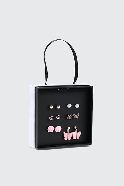 Ardene Butterfly Earring Gift Set in Light Pink | Stainless Steel