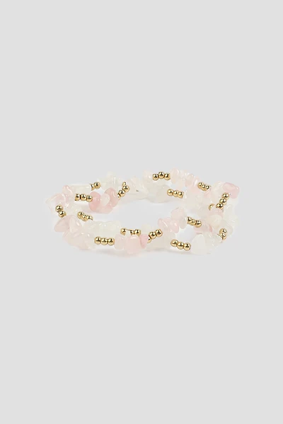 Ardene 2-Pack Semi-Precious Stone Bracelets in Light Pink
