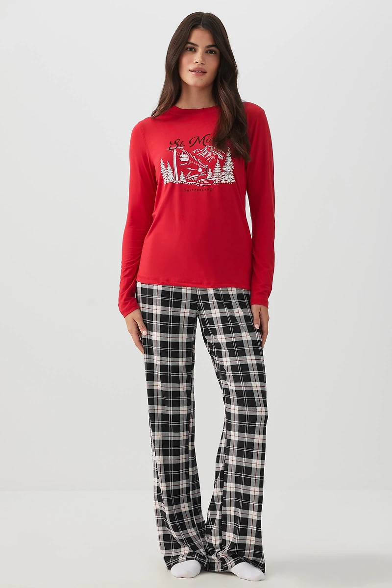 Ardene HUSHKNIT Long PJ Set in | Size | Polyester/Elastane | Eco-Conscious