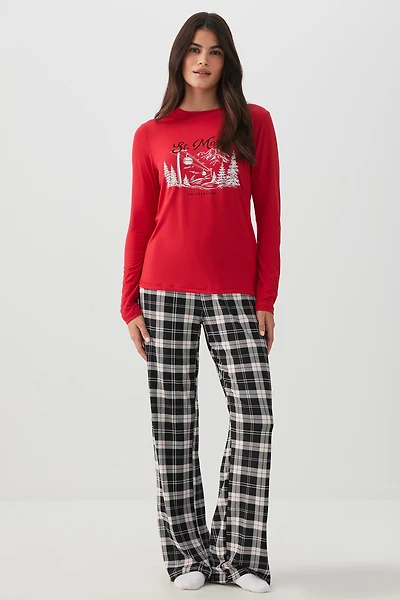 Ardene HUSHKNIT Long PJ Set in | Size | Polyester/Elastane | Eco-Conscious
