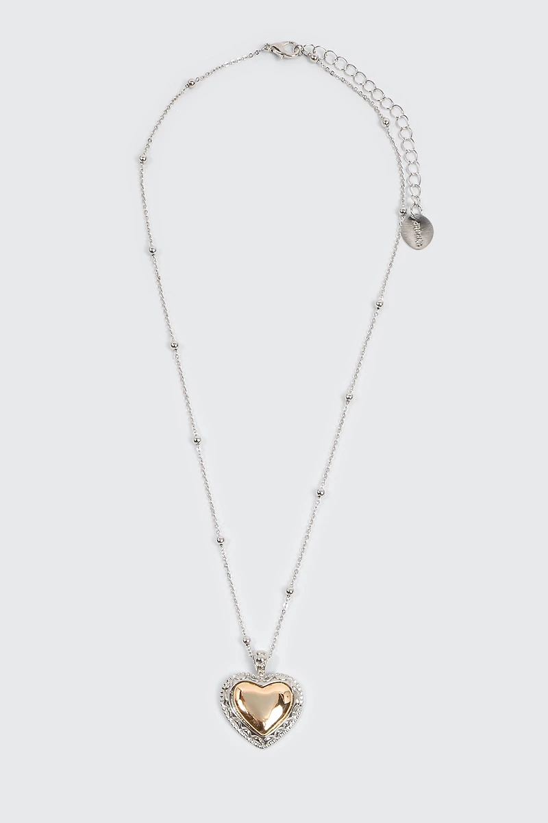 Collier cœur deux tons