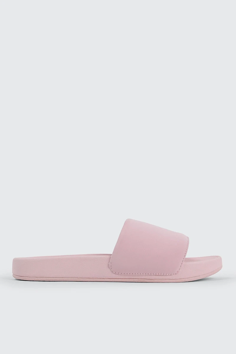 Ardene Solid Slides in Light Pink | Size