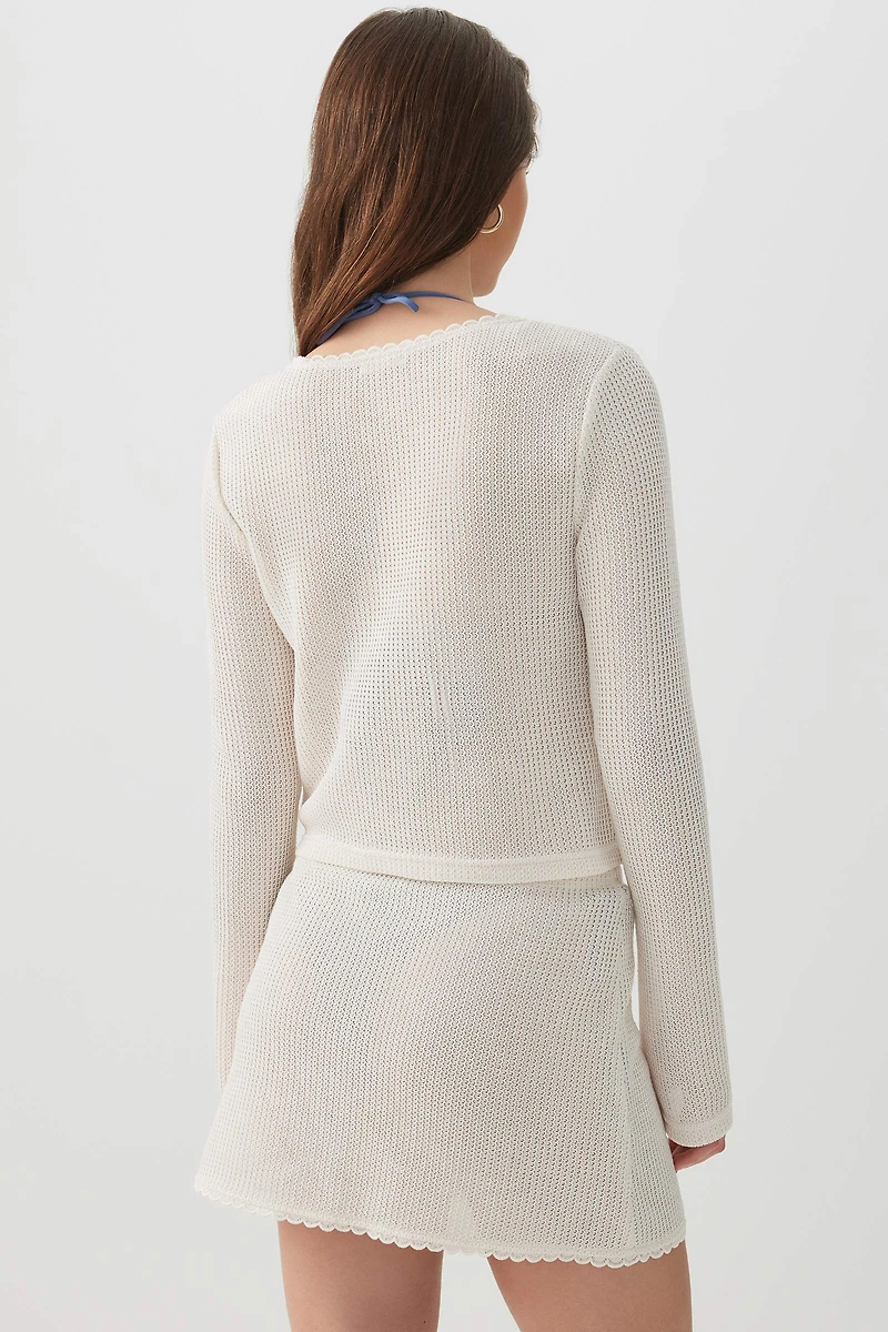 Cardigan noué à l'avant en tricot crochet